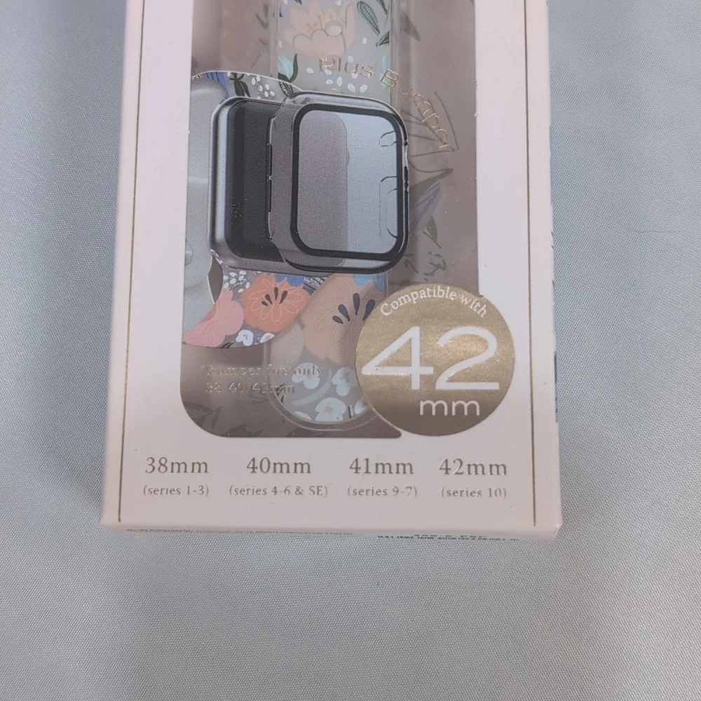 Pink Sky Floral Apple Watch Band & Clear Bumper 42mm